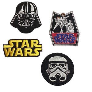 4 pcs Star Wars Cloth Embroidered Patches Iron On or Sewn On New Sealed Pack
